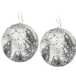 Summer Night Sky Earrings, constellation earrings, zodiac earrings, stars and trees, scorpio, Sagittarius, constellations