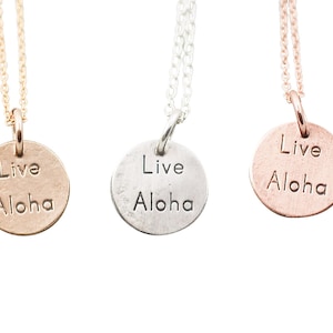 Live Aloha Necklace- Sterling, Gold fill or Rose Gold Fill