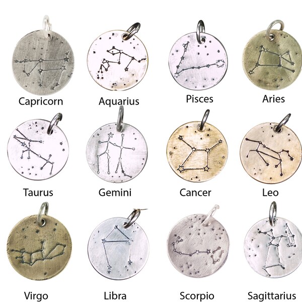 Zodiac Birth Sign Constellation Pendants Necklaces Aries Capricorn Virgo Scorpio Cancer Leo Aquarius Sagittarius Taurus Pisces Gemini Libra