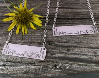 Yoga necklace, yoga pendant, sun salutation necklace, yoga jewelry, yoga bar necklace, silver yoga jewelry, sun salutation jewelry, yoga