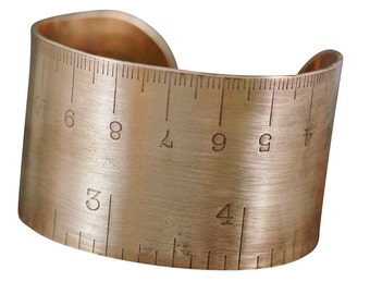 Brass Ruler Cuff Measuring Tape imprint, Narrow and Wide sizes