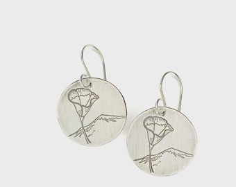 Scenic Highway Poppy and Mountain Earrings and Necklace