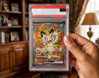 Meowth Ex SAR 114 091 Japanese PROXY Card - Custom Graded Slab Gym Display Replica
