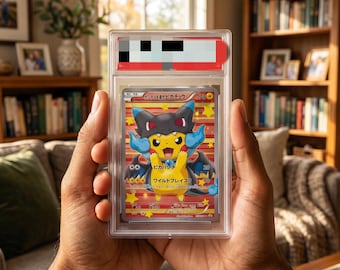 Poncho Pikachu Mega Charizard X 207 XY-P Japanese PROXY Card - Custom Graded Slab Display