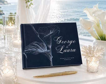 Libro degli ospiti personalizzato per matrimoni con calle, libro degli ospiti minimalista con calle, libro degli ospiti personalizzato con copertina rigida, regalo di nozze per la coppia con calle