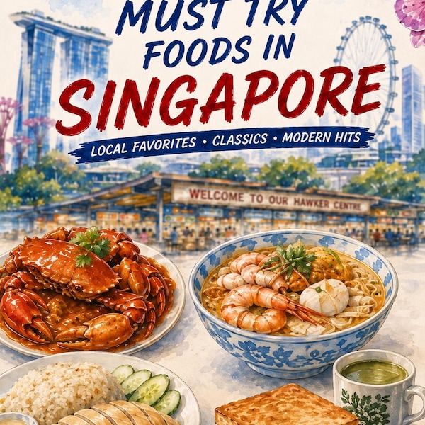 Singapore Food Bucketlist Poster: 25 Must-Try Dishes Checklist (Digital Download)