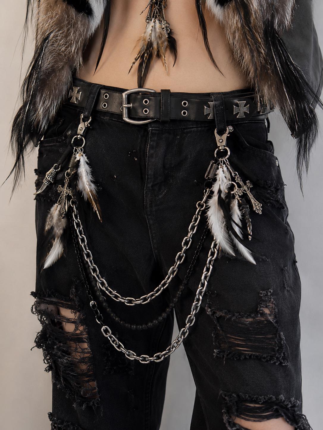 Japanese Archive Feathered Pants Chain/necklace - Etsy