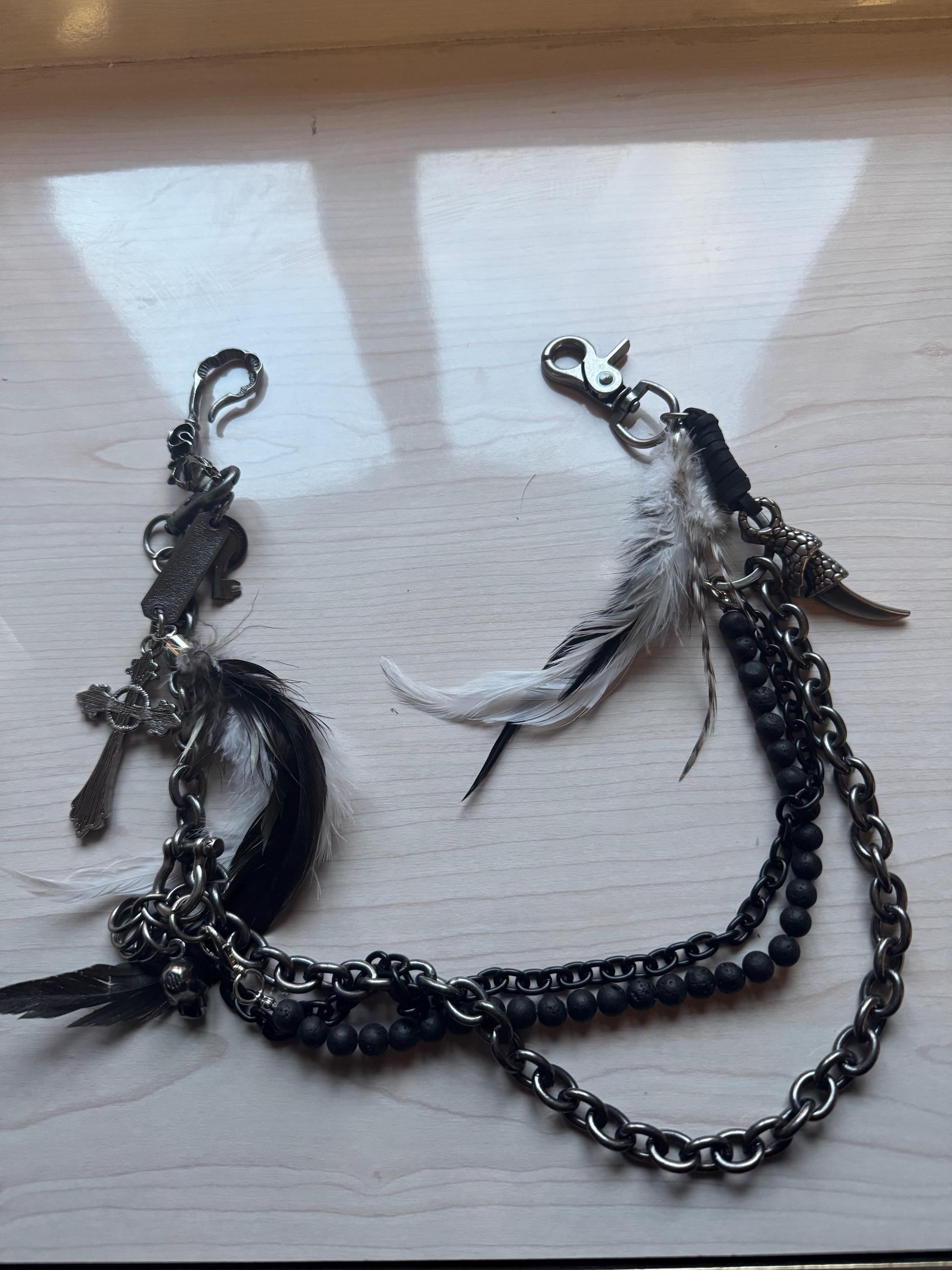 Japanese Archive Feathered Pants Chain/necklace - Etsy