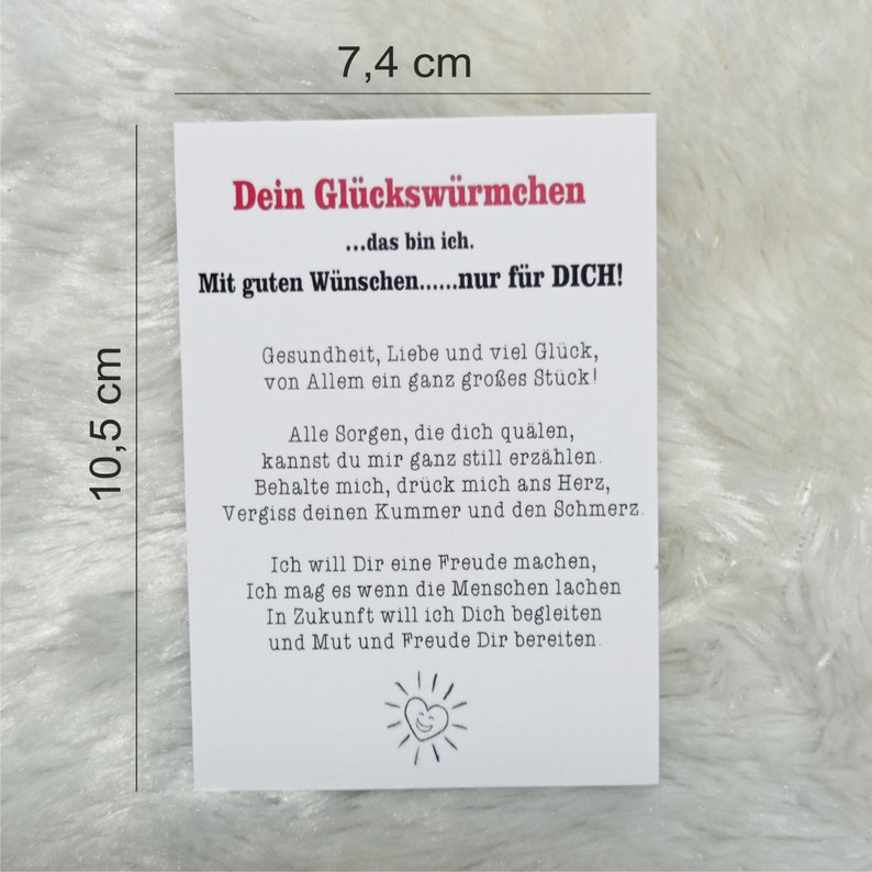 Spruch Kärtchen für Glückswürmchen Etsy.de