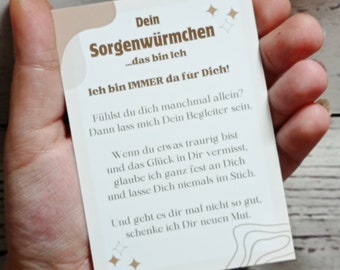 Spruch Kärtchen für Sorgenwürmchen