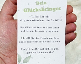 Spruch Kärtchen für Glücksbringer