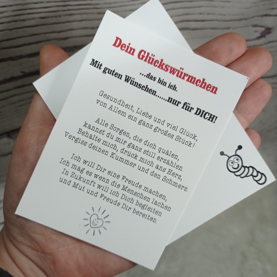 Spruch Kärtchen für Glückswürmchen Etsy.de