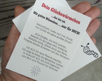 Spruch Kärtchen für Glückswürmchen