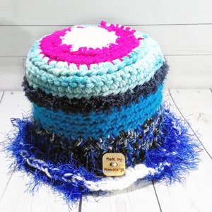 Toilet paper hat, BOHO Blue, hippie, toilet roll hat, colorful