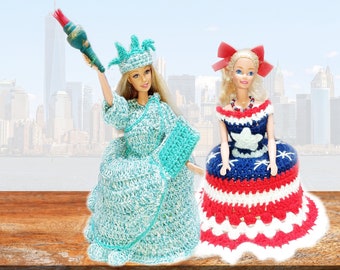 USA, toilet roll doll, crocheted, Statue of Liberty hiding place for the toilet roll,