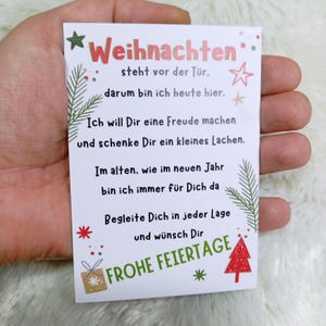 Weihnachts - Spruch Kärtchen für Glückswürmchen und Glücksbringer