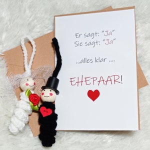 Hochzeitskarte Glückswürmchen Sorgenwürmchen BRAUTPAAR