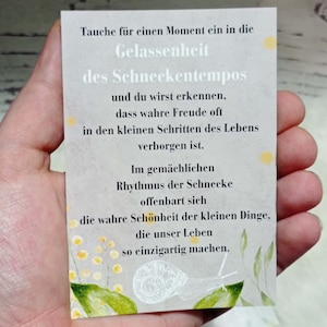 Schnecken Spruch Kärtchen für Glückswürmchen Glücksbringer