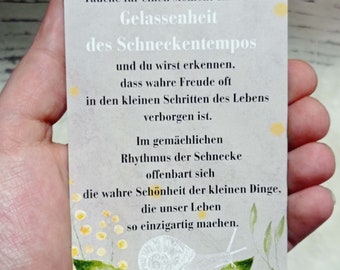 Schnecken Spruch Kärtchen für Glückswürmchen Glücksbringer