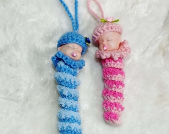 Baby Glückswürmchen , Puppe, Glücksbringer rosa oder blau