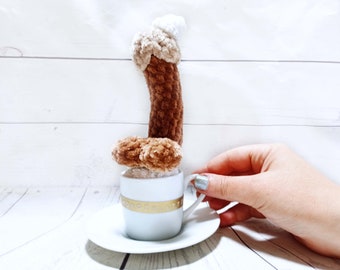 crocheted penis in a cup, ''morning wood ''