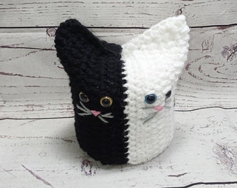 Yin-Yang - cats, toilet paper hat, toilet roll hat, handmade