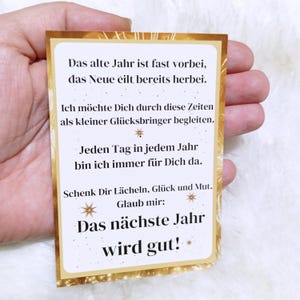 Neujahr Spruch Kärtchen für Glücksbringer , Glückswürmchen