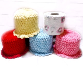 Gorro de papel higiénico, gorro de rollo de papel higiénico, liso, de un solo color, suave, de ganchillo