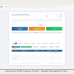 Interactive HTML Expense Tracker · Budget Management Tool · Digital Download