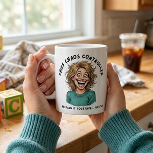 Personalized Chief Chaos Controller Mug, Custom Name CCC Funny Mother's Day Parenting Gift