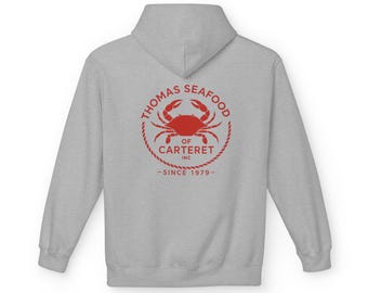 Thomas Seafood Carteret Crab Logo Hoodie | Nautical Seafood Restaurant Pullover