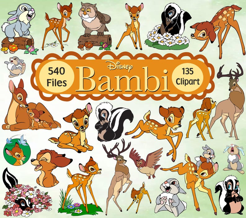 Bambi Clipart Bundle, Thumper Rabbit, Miss Bunny SVG (instant Download ...