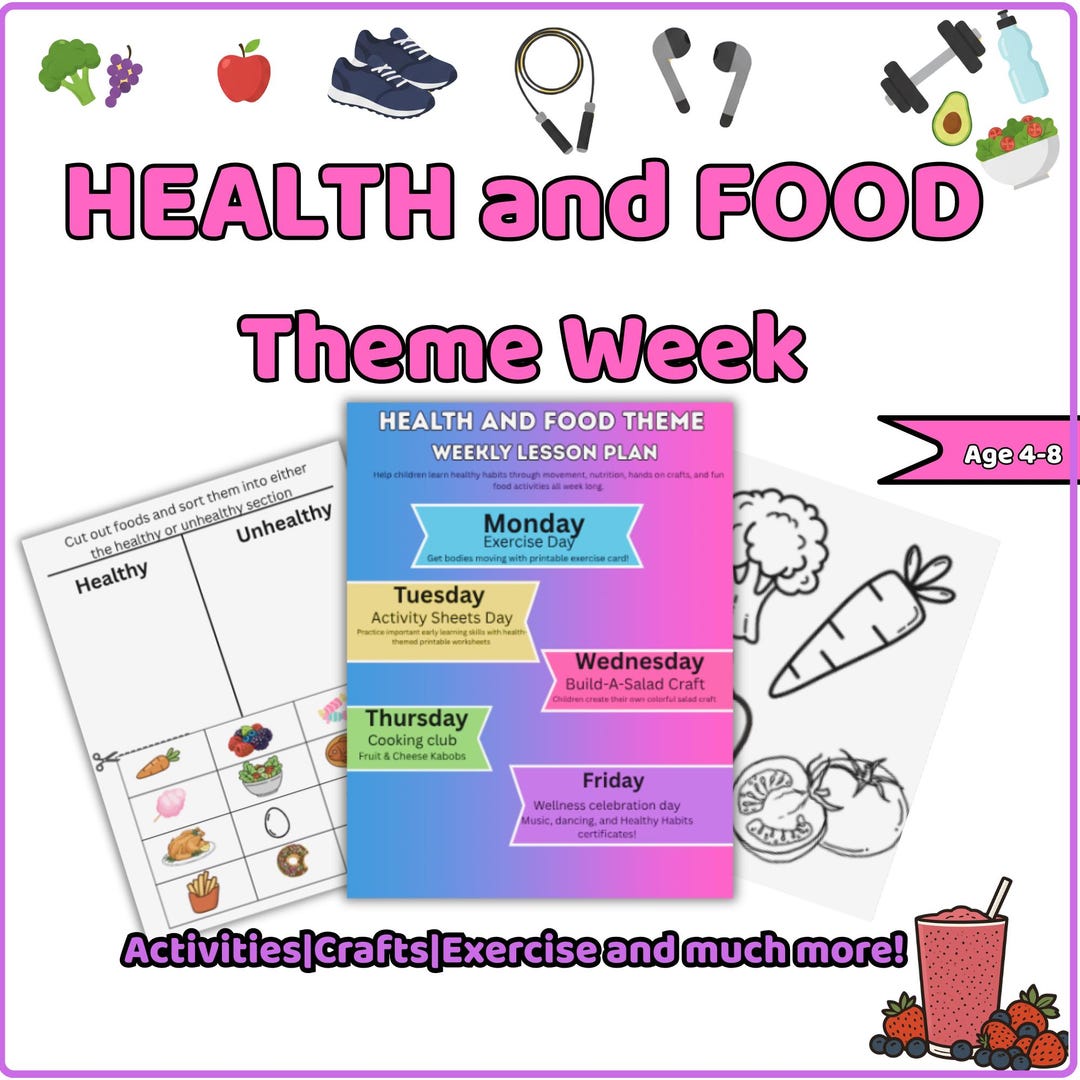Health & Food Preschool Theme Week Activities | Printable Lesson Plan ...