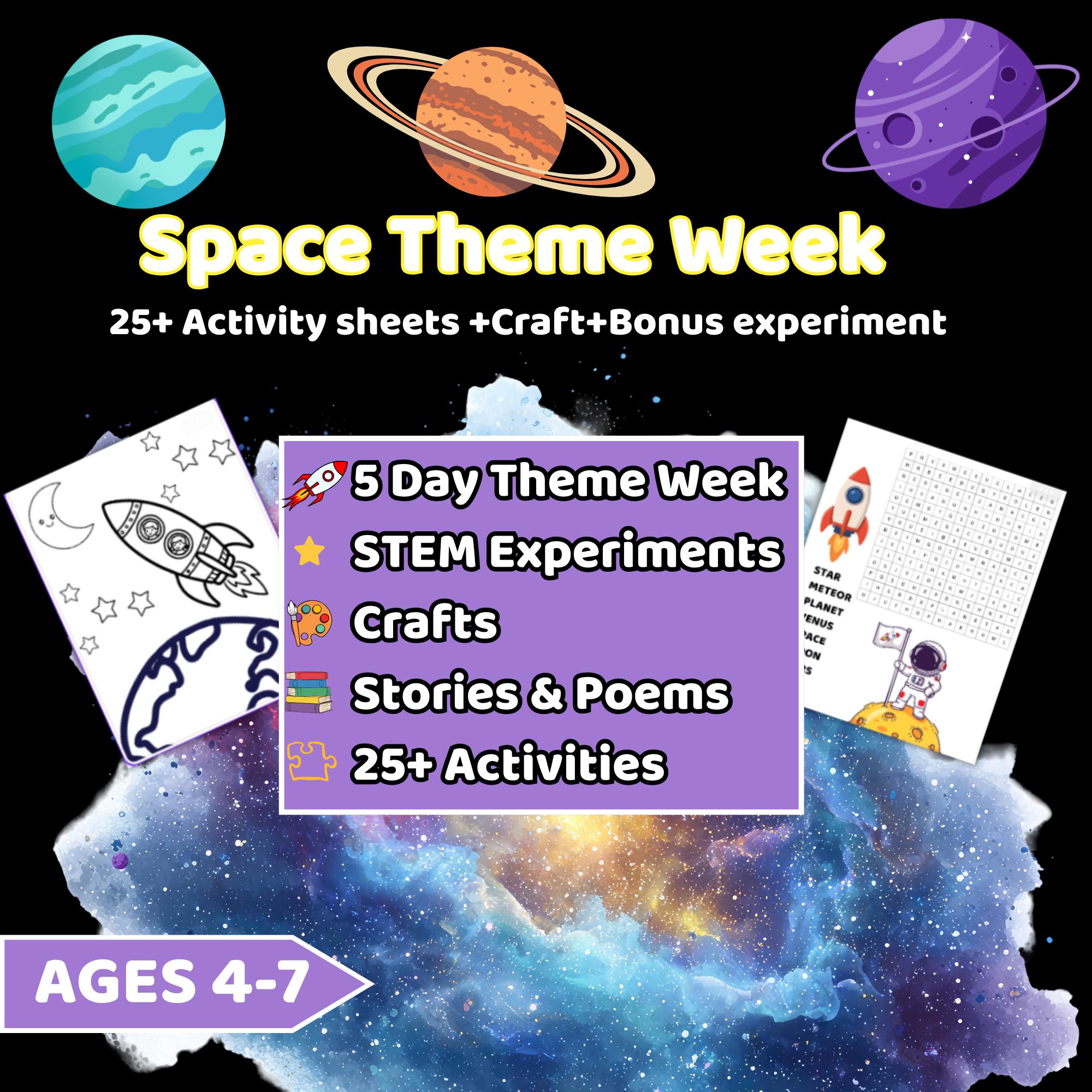 Space Theme Week Preschool Activities | STEM Crafts Stories (digital ...