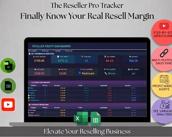 Ultimate Reseller Spreadsheet | All-in-One Profit Tracker & Sales Log | Automated Dashboard | Inventory Calculator