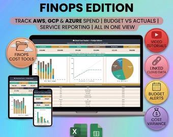 Cloud Cost Tracker | FinOps Budget Spreadsheet for AWS GCP Azure | Multi-Currency Google Sheets Dashboard