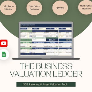 Small Business Valuation Calculator | Excel & Google Sheets | SDE Method | Live Dashboard | Instant Download
