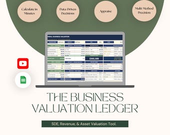 Calculadora de valoración de pequeñas empresas / Excel y Google Sheets / Método SDE / Panel de control en tiempo real / Descarga instantánea