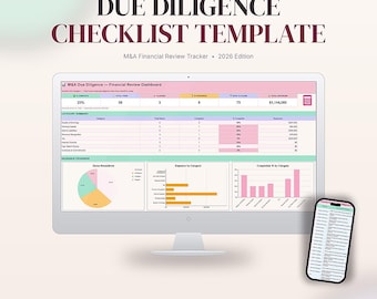 Due Diligence Checklist Template | M&A Financial Review Tracker | Excel Google Sheets Dashboard | Multi-Currency Deal Spreadsheet