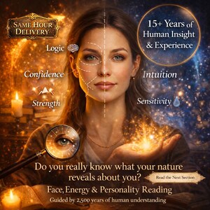 Lectura facial y análisis de personalidad con entrega en la misma hora / Amor, carrera profesional - Perspectiva energética / 1 pregunta personal