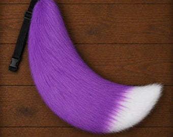Sztuczne futro z czarnego wilczego ogona, futrzany ogon cosplay, dodatek do kostiumu zwierzęcego