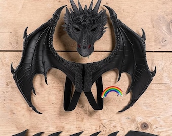 Conjunto de disfraz de dragón con alas y cola, traje de cosplay de animal, disfraz para fiesta de carnaval.