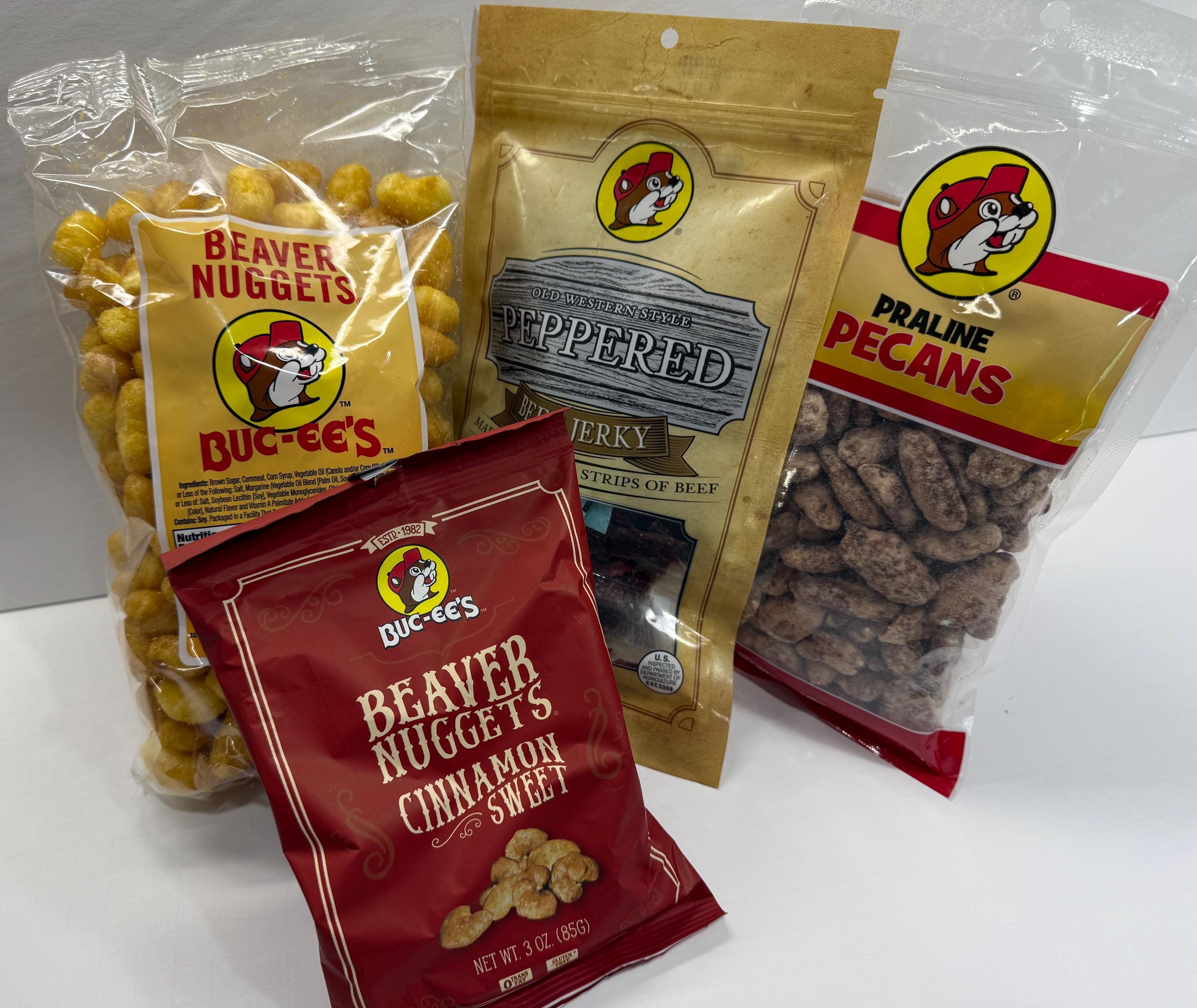 Texas Buc-ee’s Snack Box – Beaver Nuggets, Peppered Beef Jerky, Pecans ...