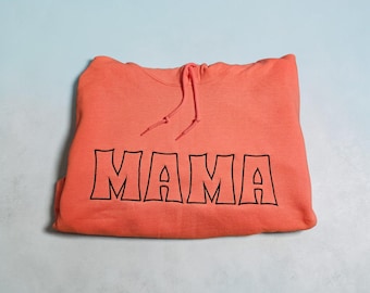 Pink “MAMA” Hoodie | Gildan Heavy Blend Sweatshirt | Cozy Mom Hoodie | Gift for Mom | Minimalist Mama Pullover