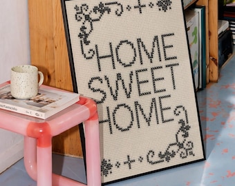 Home Sweet Home Cross Stitch Poster | Matte Vertical Poster