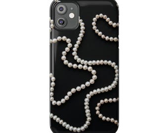 Minimalist Pearl Necklaces on Black | Slim Phone Case