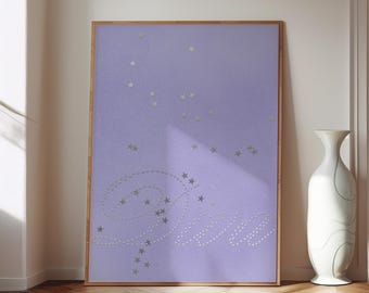 Diva Starry Script Poster Matte Vertical Poster | Lavender Celestial Wall Art