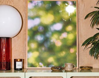 Green Bokeh Light Poster Matte Vertical Poster | Abstract Nature Wall Art