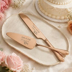 Personalized Engraved Wedding Cake Cutting Set, Wedding Cake Server and Knife Set, Custom Wedding Gift, Bridal Shower Gift