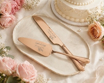 Personalized Engraved Wedding Cake Cutting Set, Wedding Cake Server and Knife Set, Custom Wedding Gift, Bridal Shower Gift